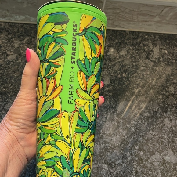 Farm Rio & Starbucks Banana Plantains Venti Cold Cup Straw w/Banana Topper New - Picture 3 of 7
